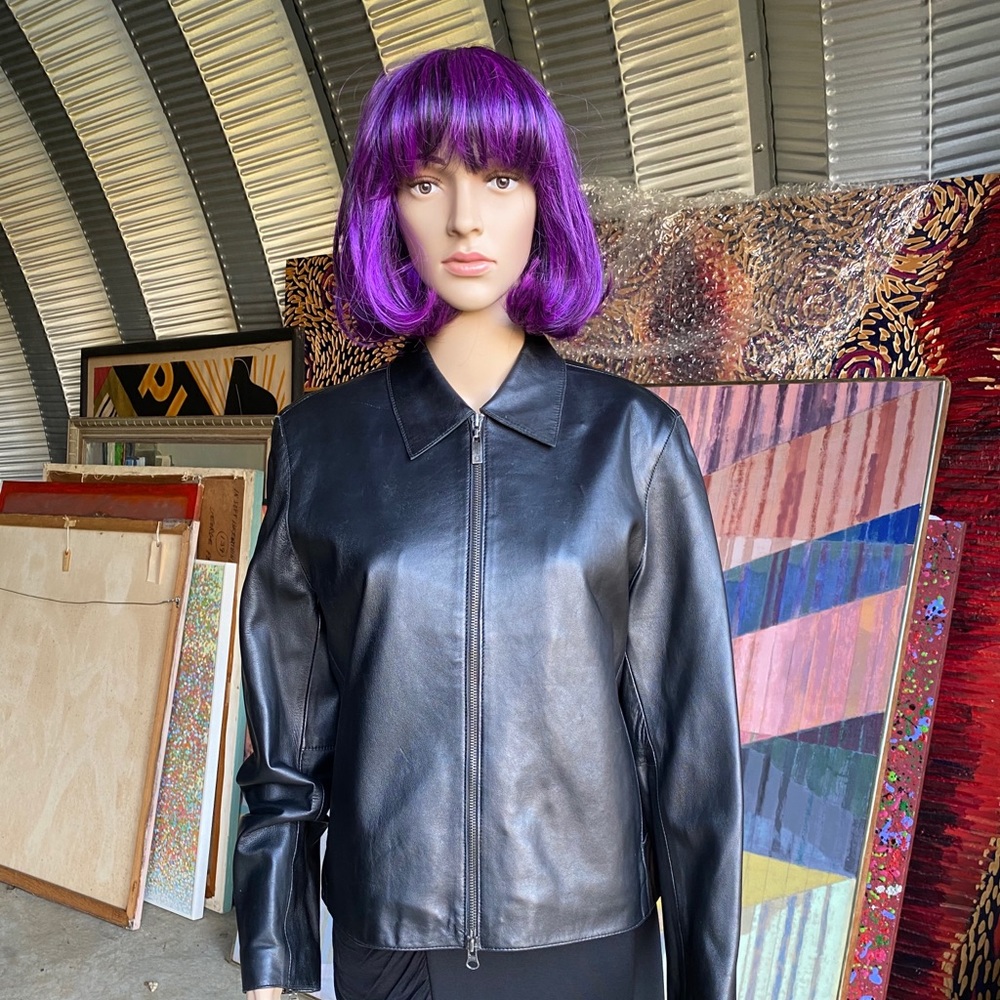 Isaac Mizrachi Black Leather Moto Jacket, Zebra